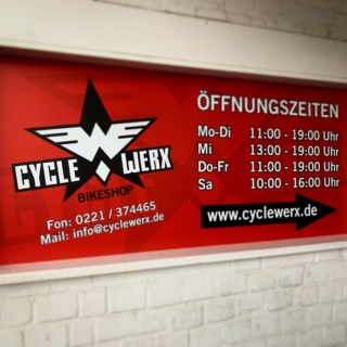Digitaldruck Aludibondschild Cyclewerx Cologne